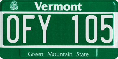 VT license plate OFY105