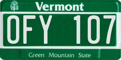 VT license plate OFY107