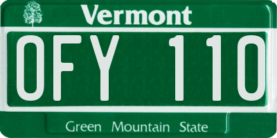 VT license plate OFY110