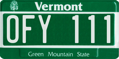 VT license plate OFY111
