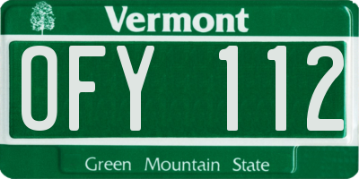VT license plate OFY112