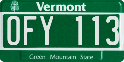 VT license plate OFY113