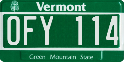 VT license plate OFY114