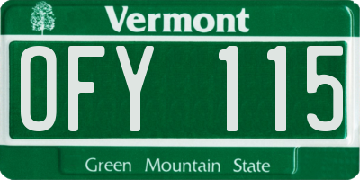 VT license plate OFY115