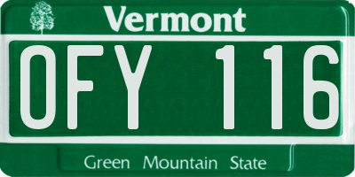 VT license plate OFY116