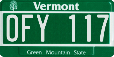 VT license plate OFY117