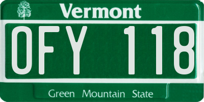 VT license plate OFY118