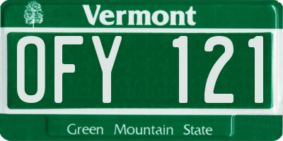 VT license plate OFY121