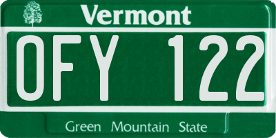 VT license plate OFY122