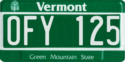 VT license plate OFY125