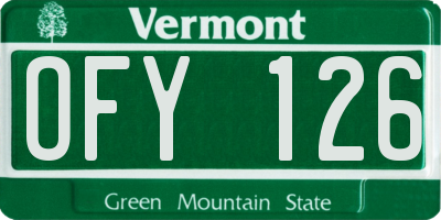 VT license plate OFY126