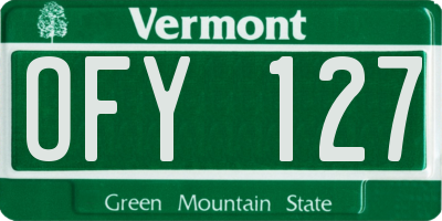 VT license plate OFY127