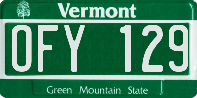 VT license plate OFY129