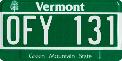 VT license plate OFY131