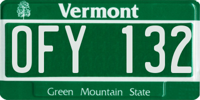 VT license plate OFY132