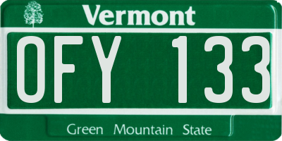 VT license plate OFY133