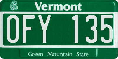 VT license plate OFY135