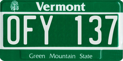 VT license plate OFY137
