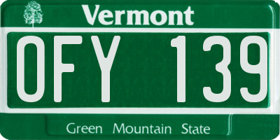 VT license plate OFY139