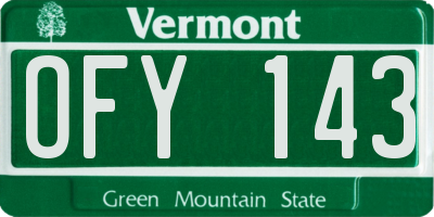 VT license plate OFY143