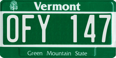 VT license plate OFY147