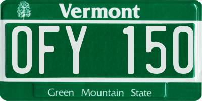 VT license plate OFY150