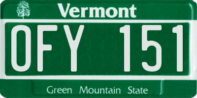 VT license plate OFY151