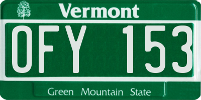 VT license plate OFY153