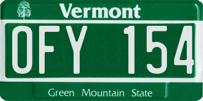 VT license plate OFY154