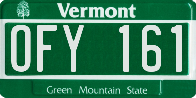 VT license plate OFY161