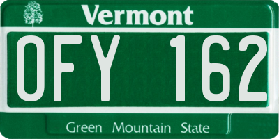 VT license plate OFY162