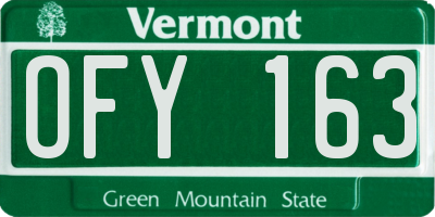 VT license plate OFY163