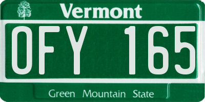 VT license plate OFY165