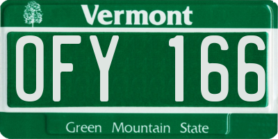 VT license plate OFY166