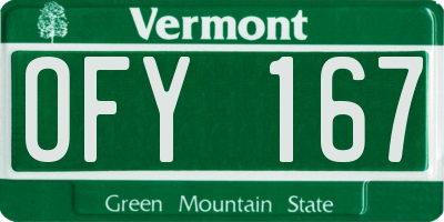 VT license plate OFY167