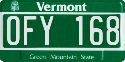 VT license plate OFY168