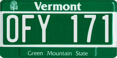 VT license plate OFY171