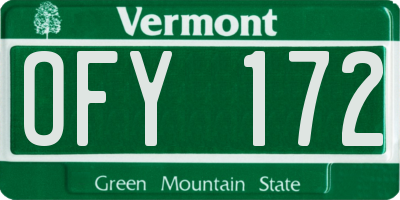 VT license plate OFY172