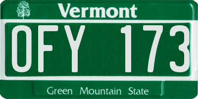 VT license plate OFY173