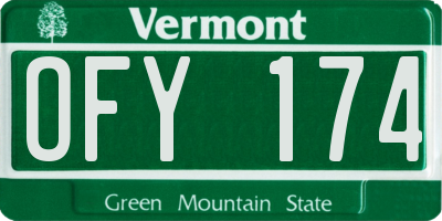 VT license plate OFY174