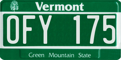 VT license plate OFY175