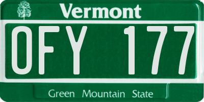 VT license plate OFY177