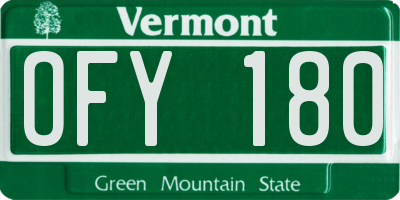 VT license plate OFY180