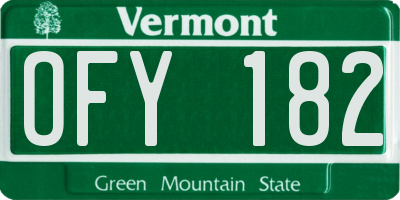 VT license plate OFY182