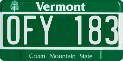 VT license plate OFY183