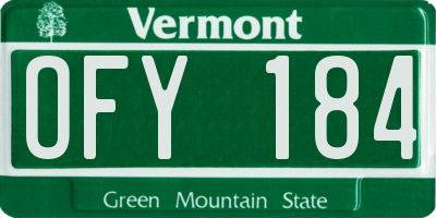 VT license plate OFY184