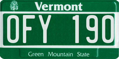 VT license plate OFY190