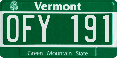 VT license plate OFY191