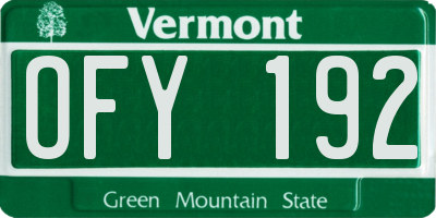 VT license plate OFY192