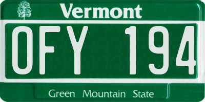 VT license plate OFY194